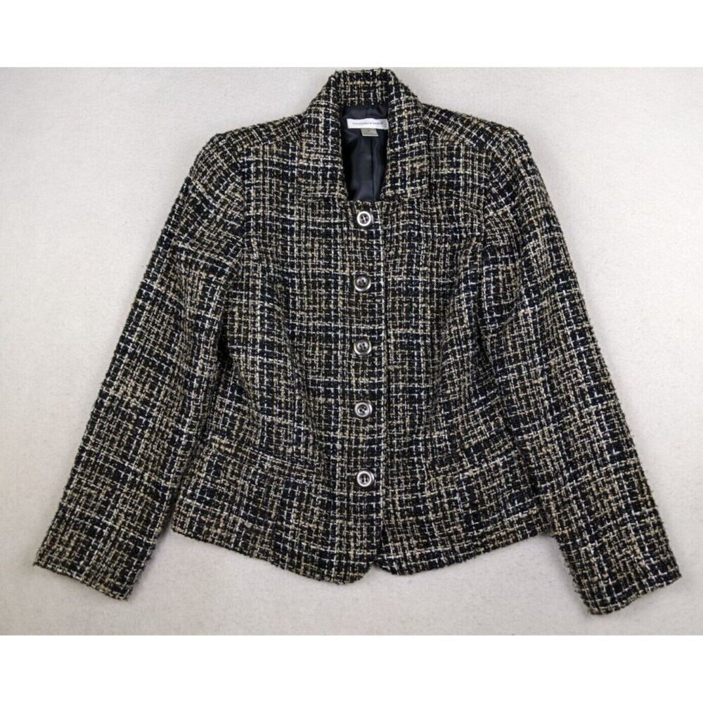CHRISTOHPER & BANKS - WOMEN'S BLACK WOVEN BLAZER JACKET - SIZE M